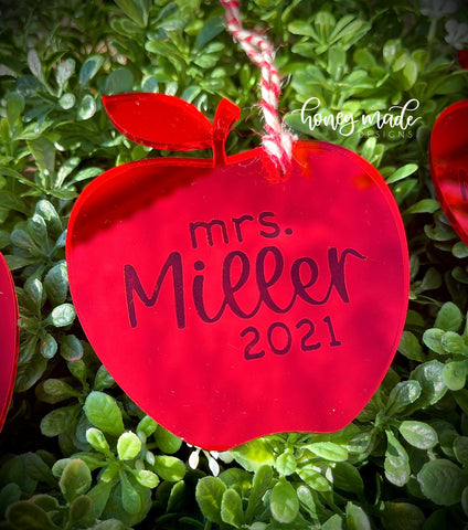 Personalized Mirrored Acrylic Apple Ornament