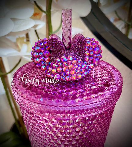 Blinged Pink "Castle" Straw Topper