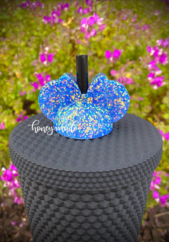 Chunky Blue Girl Mouse Straw Topper