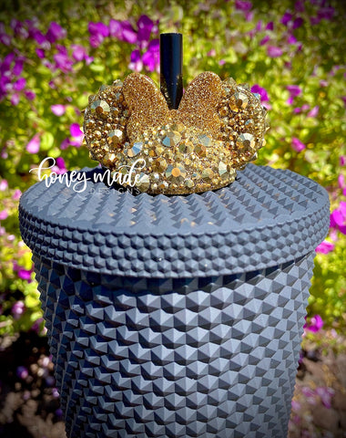 Blinged Out Gold Girl Mouse Straw Topper