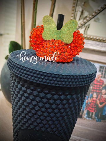 Limited Edition Blinged Out Pumpkin Girl Straw Topper