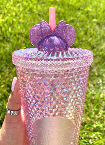 Girl Mouse Brushed Holo Pink Straw Topper
