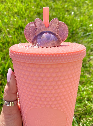 Girl Mouse Brushed Rose Gold Straw Topper