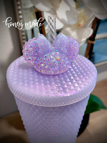 Blinged Icy White Straw Topper