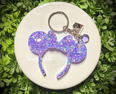 Chunky Purple Girl Mouse Headband Keychain