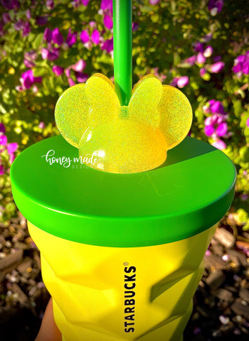 Yellow Girl Mouse Straw Topper