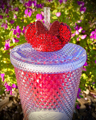 Blinged Out Red Girl Mouse Straw Topper