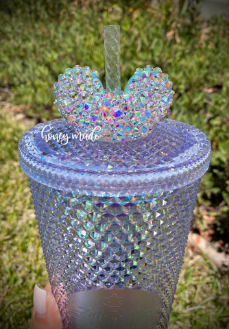 Blinged Out Iridescent Boy Mouse Straw Topper