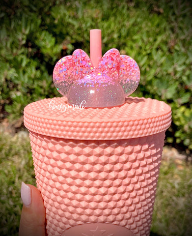 Chunky Pink Girl Mouse Straw Topper