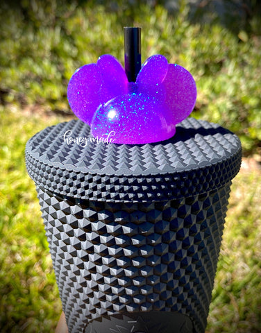 Neon Purple Girl Mouse Straw Topper