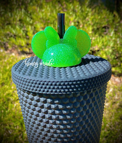Neon Green Girl Mouse Straw Topper