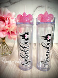 Personalized Castle Slim Tumbler with matching Princess Straw Topper