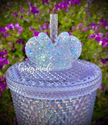 Girl Mouse Color Chunky Iridescent Glitter Straw Topper