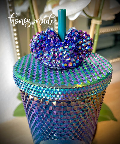 Blinged Out Oil Slick Girl Mouse Straw Topper