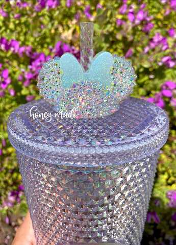 Blinged Out Iridescent Girl Mouse Straw Topper