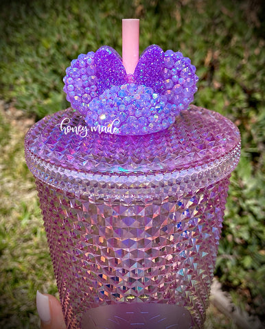 Blinged Out Lavender Girl Mouse Straw Topper