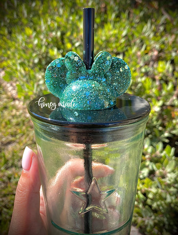 Custom Emerald Girl Mouse Straw Topper