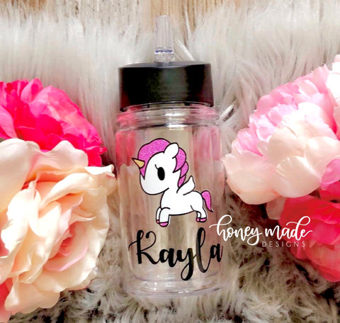 Personalized Unicorn Kids Sports Water Bottle