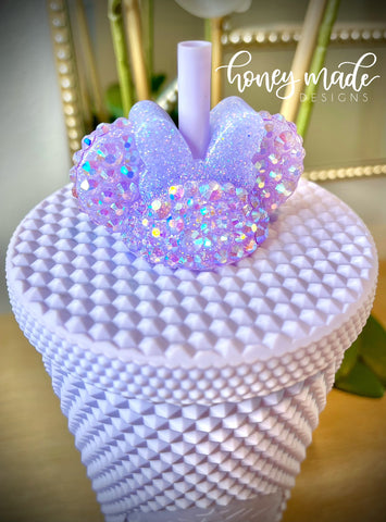 Blinged Lilac Girl Mouse Straw Topper