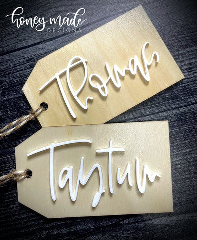 Personalized Wood & Acrylic Stocking/Gift Tag